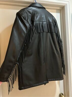 Nasty Gal Fringed Black Faux-Leather Jacket